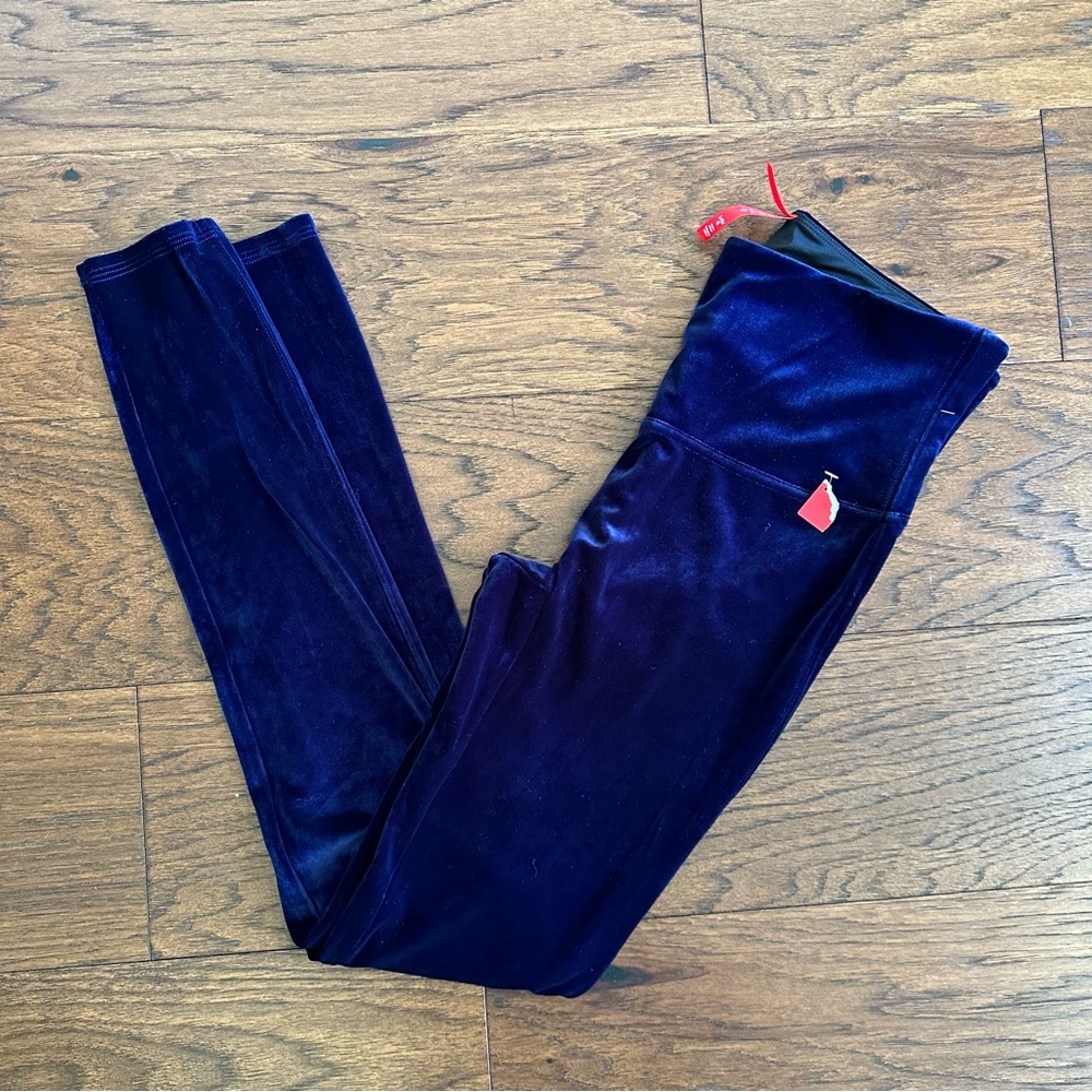 Spanx royal blue velvet velour leggings size large NWOT